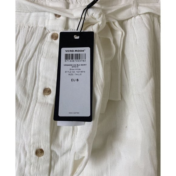 Vero Moda Sammi Tie Waist Cotton Midi Skirt In Snow White Size Small NWT - Picture 6 of 6